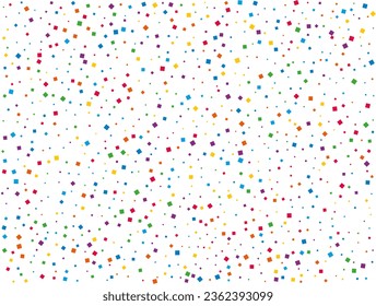 Rainbow Squares Confetti. Confetti celebration, Falling rainbow abstract decoration for party, birthday celebrate, anniversary or event, festive. Festival decor. Vector illustration