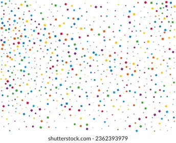 Rainbow Squares Confetti. Rainbow glitter confetti background. Bright festive texture. Vector illustration