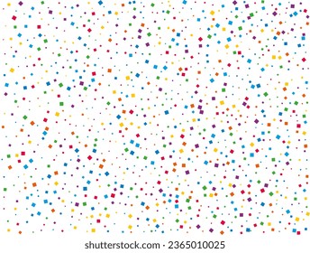 Rainbow Squares Confetti. Rainbow glitter confetti background. Bright festive texture. Vector illustration.