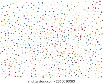 Rainbow Squares Confetti. Rainbow glitter confetti background. Bright festive texture. Vector illustration.