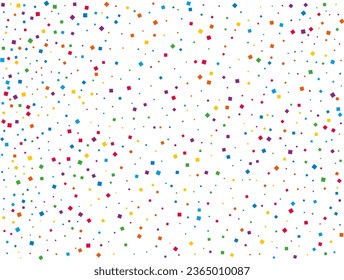 Rainbow Squares Confetti. Rainbow glitter confetti background. Bright festive texture. Vector illustration.