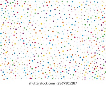 Rainbow Squares Confetti. Rainbow glitter confetti background. Bright festive texture. Vector illustration