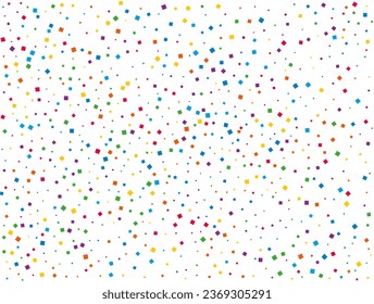 Rainbow Squares Confetti. Rainbow glitter confetti background. Bright festive texture. Vector illustration