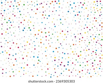 Rainbow Squares Confetti. Rainbow glitter confetti background. Bright festive texture. Vector illustration