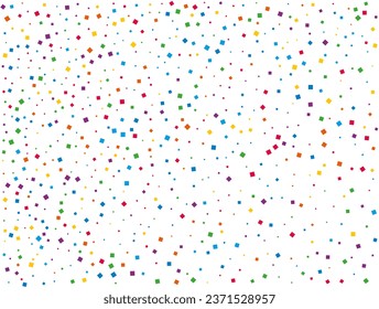 Rainbow Squares Confetti. Rainbow glitter confetti background. Bright festive texture. Vector illustration