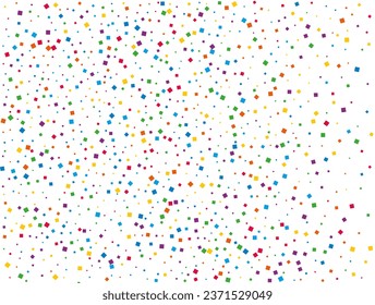 Rainbow Squares Confetti. Rainbow glitter confetti background. Bright festive texture. Vector illustration