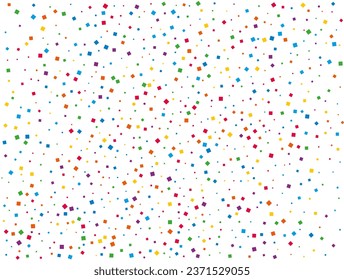 Rainbow Squares Confetti. Rainbow glitter confetti background. Bright festive texture. Vector illustration