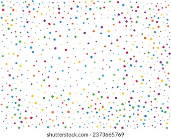 Rainbow Squares Confetti. Rainbow glitter confetti background. Bright festive texture. Vector illustration