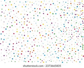 Rainbow Squares Confetti. Rainbow glitter confetti background. Bright festive texture. Vector illustration