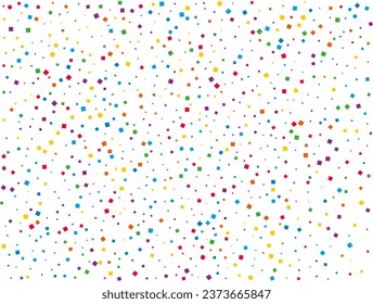 Rainbow Squares Confetti. Rainbow glitter confetti background. Bright festive texture. Vector illustration