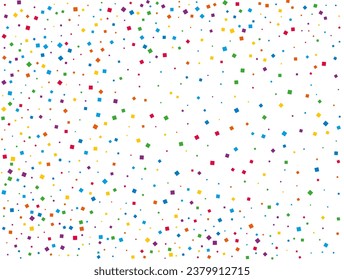 Rainbow Squares Confetti. Rainbow glitter confetti background. Bright festive texture. Vector illustration