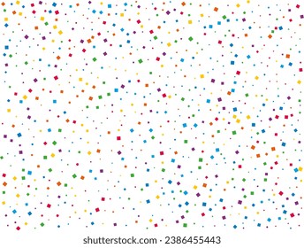 Rainbow Squares Confetti. Rainbow glitter confetti background. Bright festive texture. Vector illustration