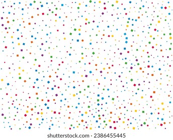 Rainbow Squares Confetti. Rainbow glitter confetti background. Bright festive texture. Vector illustration