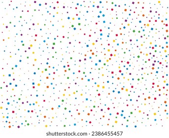 Rainbow Squares Confetti. Rainbow glitter confetti background. Bright festive texture. Vector illustration