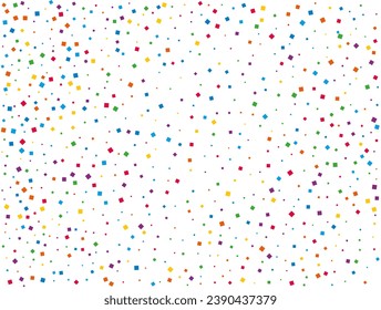 Rainbow Squares Confetti. Rainbow glitter confetti background. Bright festive texture. Vector illustration.