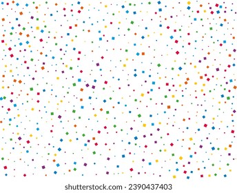 Rainbow Squares Confetti. Rainbow glitter confetti background. Bright festive texture. Vector illustration.