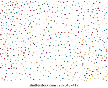 Rainbow Squares Confetti. Rainbow glitter confetti background. Bright festive texture. Vector illustration.