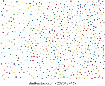 Rainbow Squares Confetti. Rainbow glitter confetti background. Bright festive texture. Vector illustration.