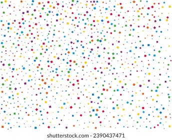 Rainbow Squares Confetti. Rainbow glitter confetti background. Bright festive texture. Vector illustration.