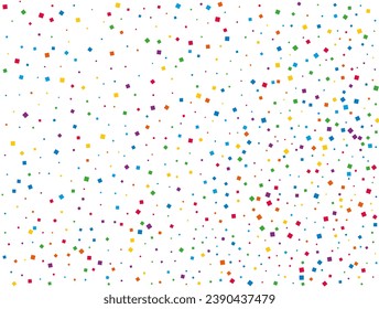 Rainbow Squares Confetti. Rainbow glitter confetti background. Bright festive texture. Vector illustration.