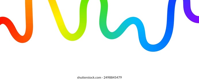 Rainbow squiggles background. Multicolored doodle lines. Colorful dynamic abstract curves. Trendy minimalistic print for banners or posters. LGBTQ, fun or happy theme wallpaper. Vector illustration.