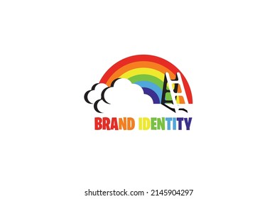 RAINBOW AND STAIRS LOGO VECTOR TEMPLATE
