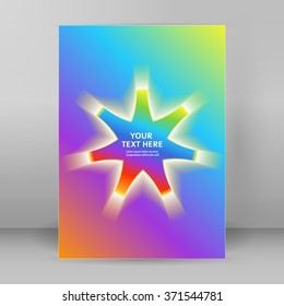 Rainbow star background advertising brochure design elements. Crystal structure graphic form for elegant flyer. Vector illustration EPS 10 for booklet layout page, future theme leaflet, newsletters