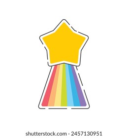 Rainbow and star flat design template