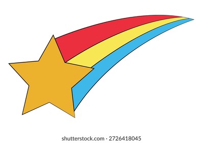 A rainbow and star isolated on white background