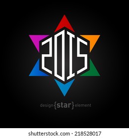 The rainbow star with new year date Abstract vector design element