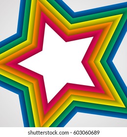 Rainbow star on white. Rainbow abstract background. Rainbow border. Rainbow vector colors.