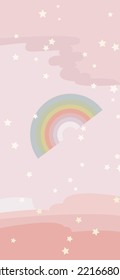 Rainbow and star Pattern, Colorful rainbow, Rainbow pink Background, Rainbow Wallpaper Love Cards Vector Stock Vector Illustration.