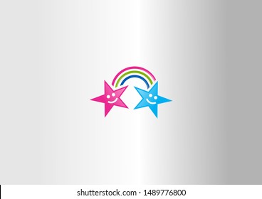 rainbow and star smile vector illustration for education.