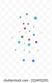 Rainbow Starfall Carnaval Vector Transparent Background. Fun Rain Background. Top Confetti Invitation. Happy Dust Decoration Backdrop.