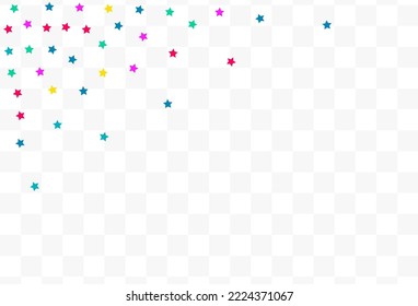 Rainbow Starfall Carnival Vector Transparent Background. Invitation Dust Illustration. Abstract Rain Banner. Color Confetti Carnaval Design.