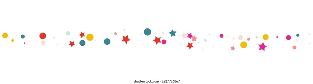 Rainbow Starfall Fun Vector White Panoramic Background. Independence Polka Backdrop. Abstract Rain Pattern. Color Splash Decoration Invitation.