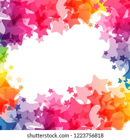 Rainbow stars  border, vector  texture, carnival bright decoration card.