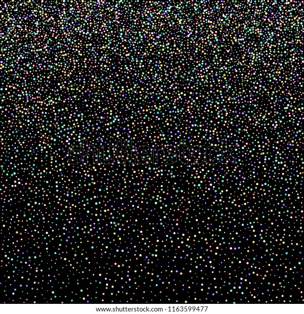 虹色の星 虹色のスプロケット 光る紙吹雪 ちらちらした小さなきらめき 輝くボール 円 黒い背景にランダムな星 新年のクリスマス背景 ベクターイラスト のベクター画像素材 ロイヤリティフリー