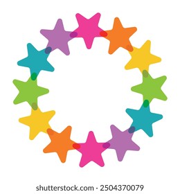 Rainbow stars vector border. Stars colorful frame. Stars illustration. Background for birthday card.