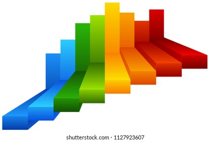 Rainbow steps infographic diagram illustration