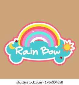 Rainbow Stickers on clouds with the words Rainbow