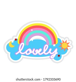 Rainbow Stickers on clouds with the words lovely.