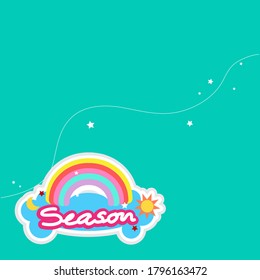Rainbow Stickers on clouds with the words season.