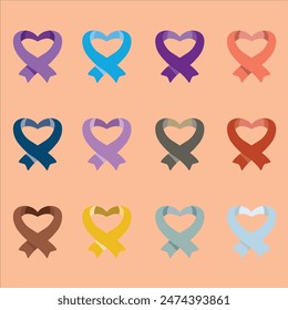A Rainbow of Strength: A Tapestry of Support Ribbons for Breast Cancer Awareness