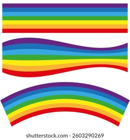 Rainbow stripe vector. Colorful abstract wave. Bright curved pattern. Vibrant gradient design.