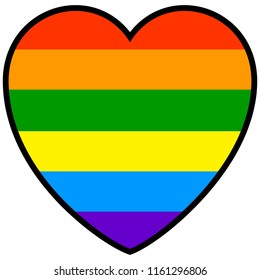 Rainbow Striped Heart - A vector cartoon illustration of a colorful rainbow heart.