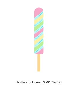 Rainbow Striped Popsicle Sweet Summer Treat Colorful frozen dessert Sticker Icon Logo Design concept