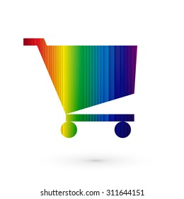 rainbow striped shopping carts