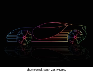 "Rainbow Striped Sport Car Pattern"