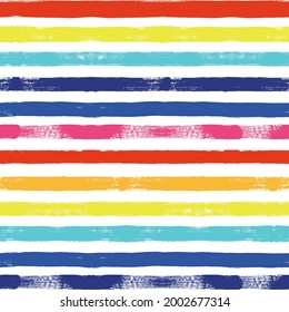 El arcoiris estriaba el patrón de verano. El verano brillante fondo vectorial sin fisuras. Pintura de líneas, pinceladas coloridas. Bandas de colores